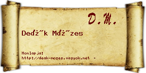 Deák Mózes névjegykártya
